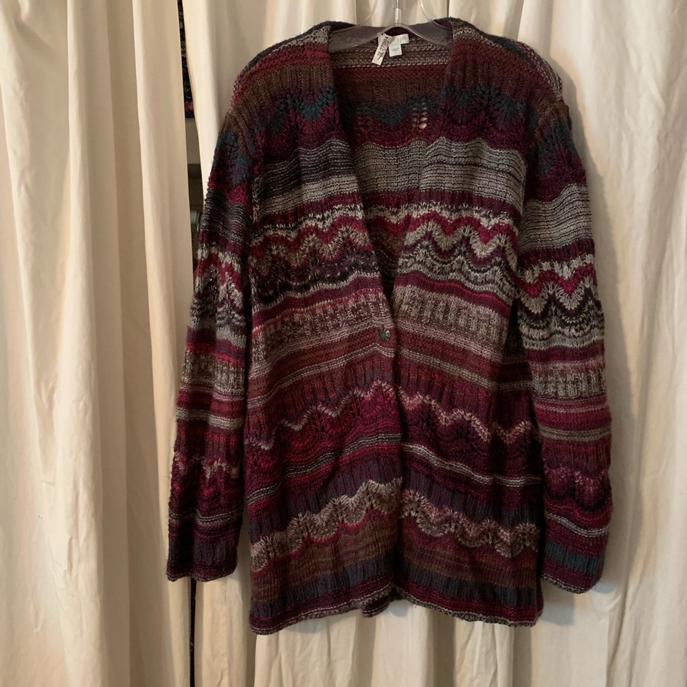J Jill wool striped cardigan